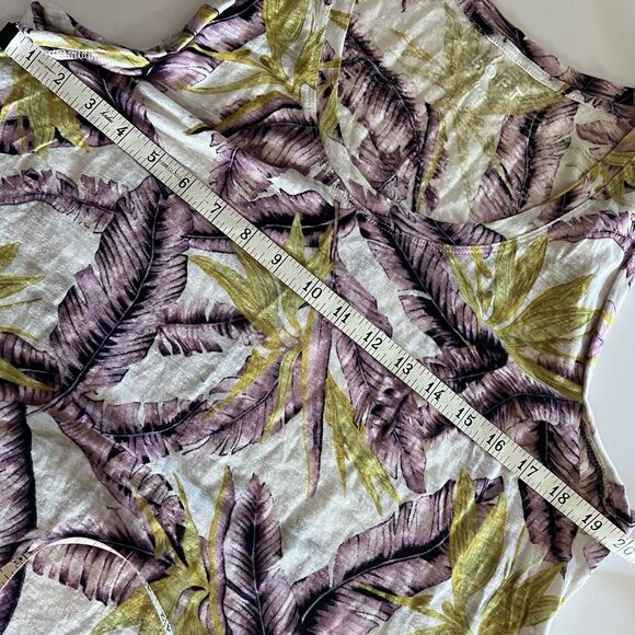 LOFT Women's Sleeveless Linen Tank Top Tropical Leaf Print Size L Multicolor - Picture 8 of 9